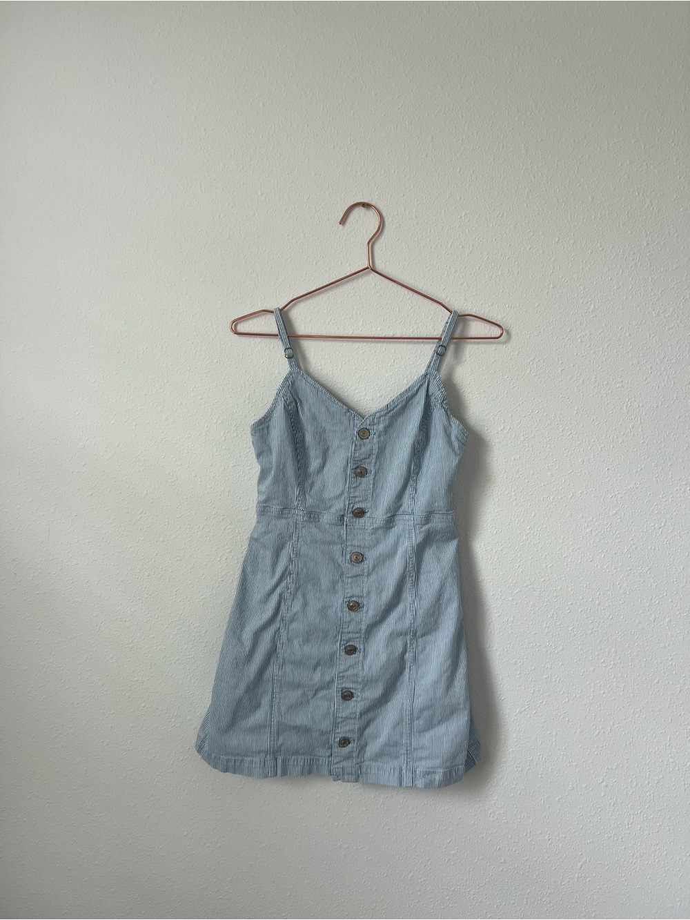 American Eagle Outfitters Light Blue Denim Button-Front Mini Dress